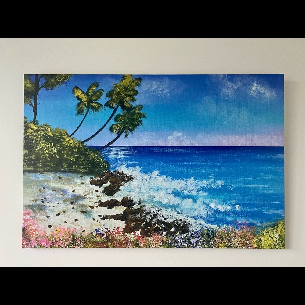 Beach painting print ( gallery wrapped canvas)